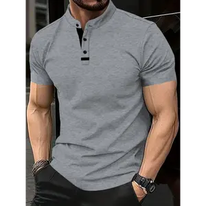 100% Polyester Short Sleeve Round Neck Shirt - Men's Classic Solid Green Casual & Comfortable Machine Washable, Stretchable Knit, Ideal for Spring/Fall, Autumn Apparel Top Streetwear Fabric Menswear