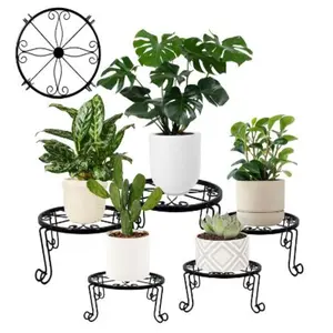 5 Pack Metal Plant Stands, Heavy Duty Flower Pot Stands