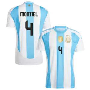 Argentina Home Gonzalo Montiel #4 Jersey 2024-2025, White and Blue Gonzalo Montiel #4 Argentina Home Jersey