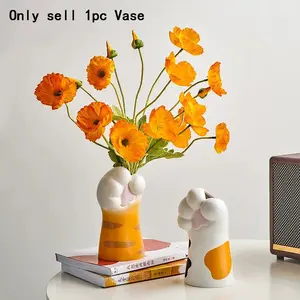 1pc Creative Cat Claw Vase Ornament, Cute Desktop Living Room Home Decor, TV Office Flower Holder, Gift for Cat Lovers, Cat Paw Design, Home Decorative Vase