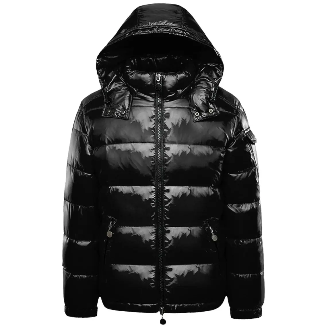 Men's Hooded Puffer Winter Coat - Long Sleeve, Zipper Closure, Versatile Casual Wear - Tops, Menswear