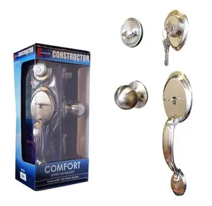 Constructor Comfort Entry Lock Set with Door Lever Handle- Satin Nickel