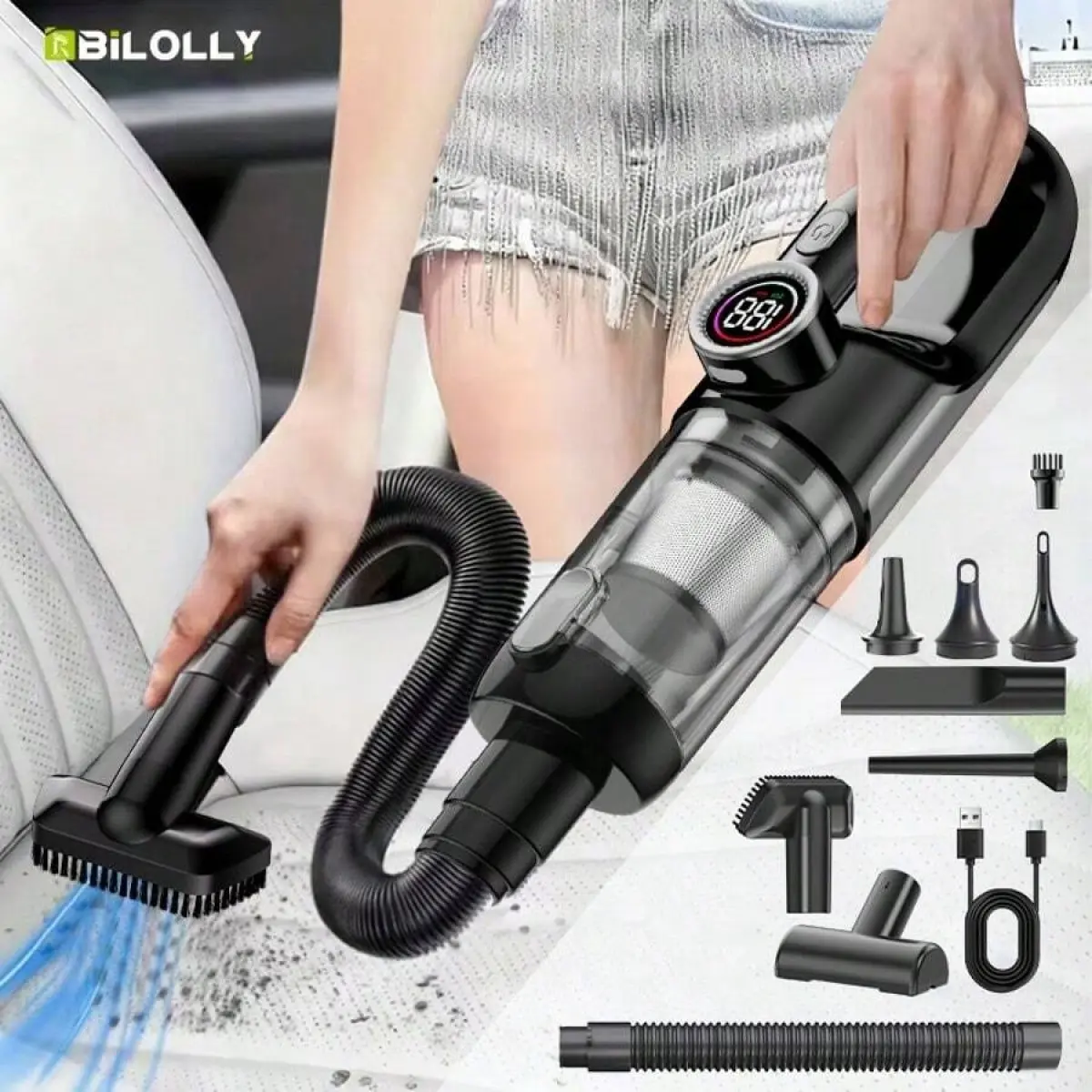 Cordless Handheld Vacuum Cleaner, Portable Rechargeable Car And Home Vacuum With LED Light And Dust Removal Kit