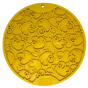 SodaPup Duckies Design eMat Enrichment Lick Mat with Suction Cups for Dogs 8" Diameter Easy to Use for Bath Time and Enrichment - Feeder