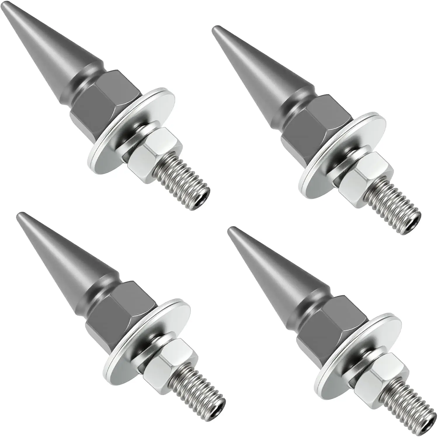 4PCS Spikes License Plate Screws for Car, License Plate Bolts, Aluminum Alloy Car Tag Frame Bolts Decoration, Anti Theft Cool Spike Shape Auto Tag Fastenings Screws for Auto Truck (Grey)