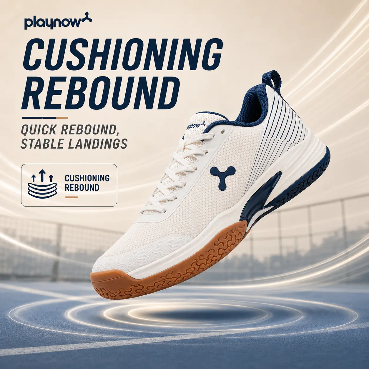 PLAYNOW Unisex Pickleball Court Shoes, Lightweight Breathable Mesh Sneakers with a Slip-Resistant Gum Rubber Sole and Lateral Support for Tennis, Squash & Indoor Sports, Laces, Nylon, Stable Heel Lock