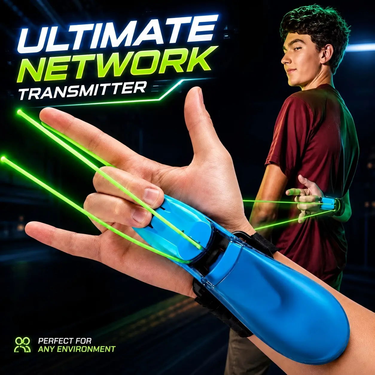 Rope Launcher USB-C Rechargeable Webshooter with Glow-in-the-Dark Green Rope Interactive Play for Kids Boys Girls Perfect Holiday Gift Christmas New Year Birthday