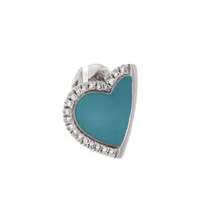 Pre-owned Roberto Coin Heart Stud Earrings 18K White Gold with Enamel and Diamonds by Rebag