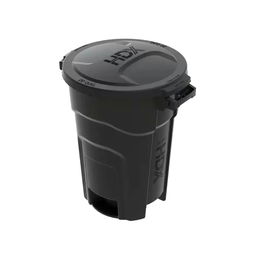 HDX 20 gal. Black Heavy Duty Outdoor Trash Can with Domed Lid HDX 20 gal. Black Heavy Duty Outdoor Trash Can with Domed Lid