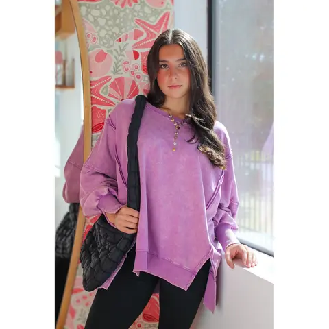 August Glow Acid Wash Pullover