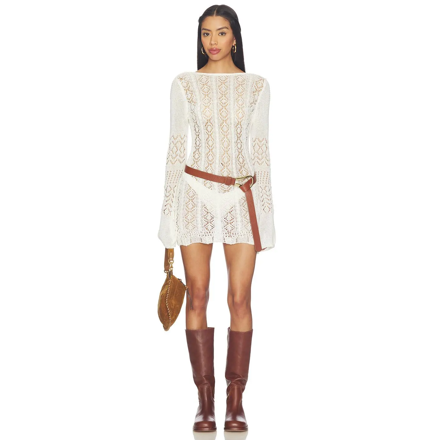 SNDYS Mattie Crochet Mini Dress in Off White