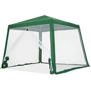 10x10ft Easy Pop-Up Canopy, Outdoor Screen Tent with Mesh Mosquito Netting Side Walls, Pop Up Tent, Waterproof Outdoor Screen Shed for Camping Picnic Party Deck Yard Events