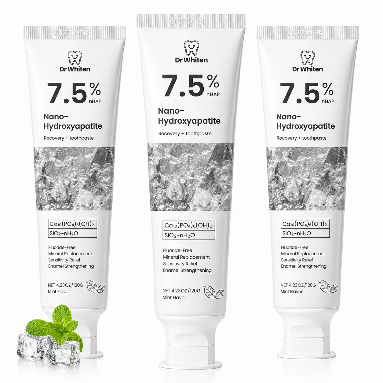 Nano Hydroxyapatite Toothpaste , 4.23 oz – Advanced Enamel Repair & Teeth Whitening • Fluoride-Free • Natural Peppermint • Gentle Formula for Sensitive Teeth Oral Daily