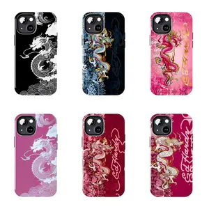 Black & White Ed Hardy Dragon Tattoo Phone Case Suitable for iPhone 17-11 Pro Max/Plus and Samsung Galaxy S23-25