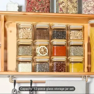 12pcs 150ml/5oz Glass Storage Jars with Bamboo Lids | Sealed, Durable, Easy to Clean, Reusable - Ideal for Spices, Coffee Beans, Tea, Sugar, Vanilla, Seasonings, Salt, Pepper | Suitable for Kitchen, Restaurant Use