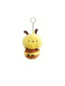 Cartoon Bee Plush Keychain, Sweet Cone Bee Stuffed Toy, Ice Cream Doll, Grab Machine Figure, Gift for Kids, Cute Accessory