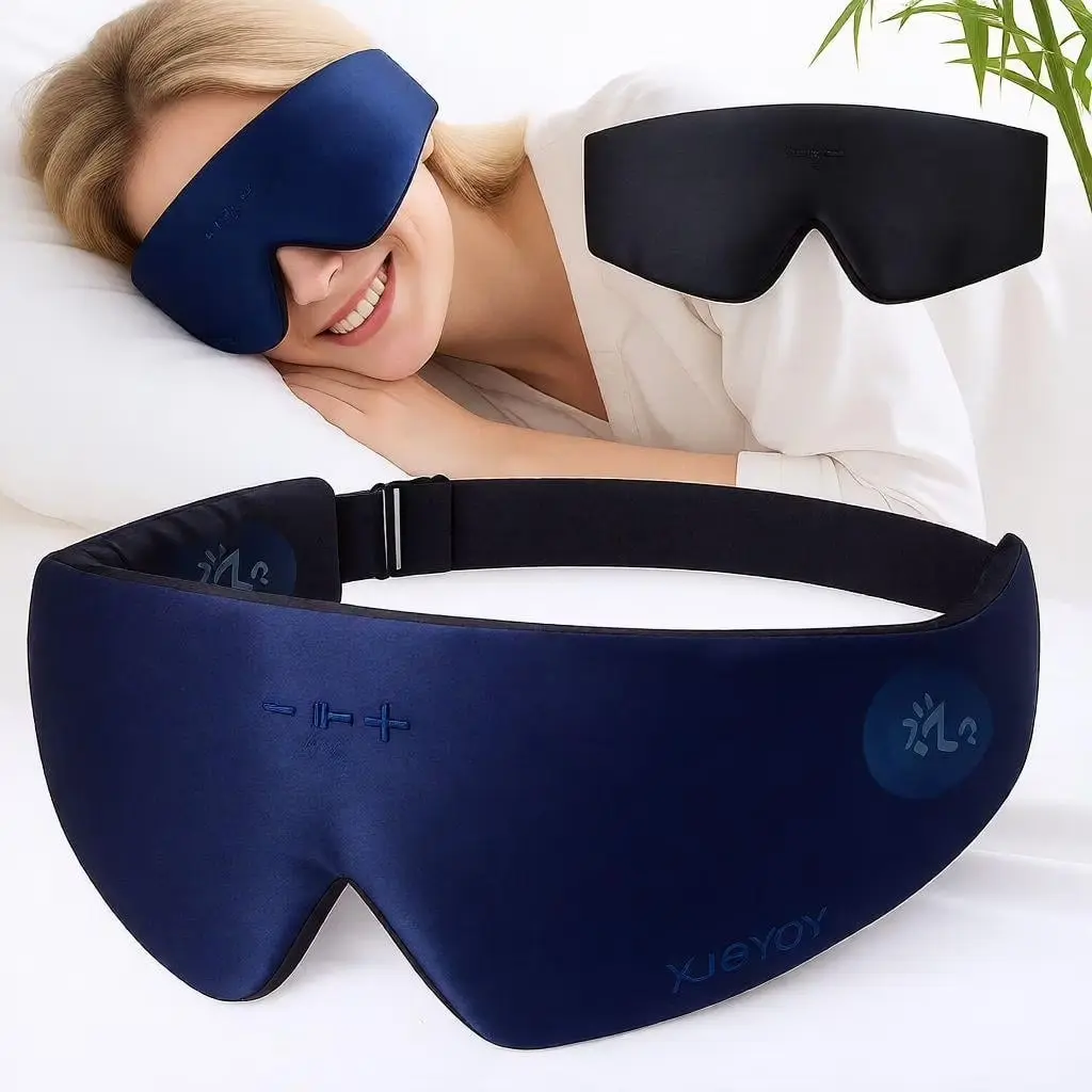 Silky Rechargeable Bluetooth Sleep Headphones Eye Mask - 99% Blackout, Bluetooth 5.4, HD Speakers, 13-Hour Playtime, Lightweight, Rechargeable Batteries, for Night Routine, Travel (Beauty & Personal Care, Eye Care Eyemasks for Sleeping), Bluetooth Music S
