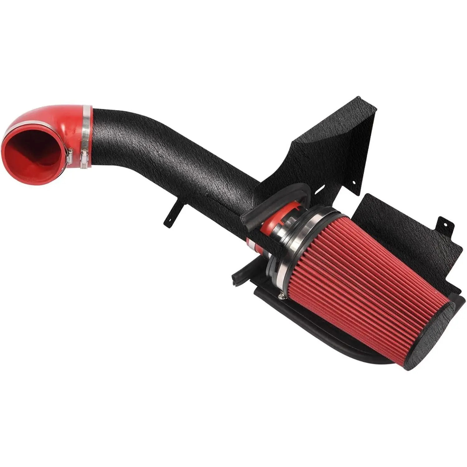4 Inch Performance Cold Air Intake Filter Kit with Shield for 99-06 GMC Chevy V8 4.8L 5.3L 6.0L Silverado 1500 2500 3500 Black & Red