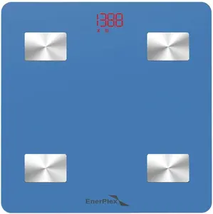 EnerPlex Scale for Body Weight - Bluetooth Compatible, Accurate Digital BMI Bathroom Scale for Weighing and Home Workout w/ Body Composition Analyzer & Smartphone Track App - Blue
