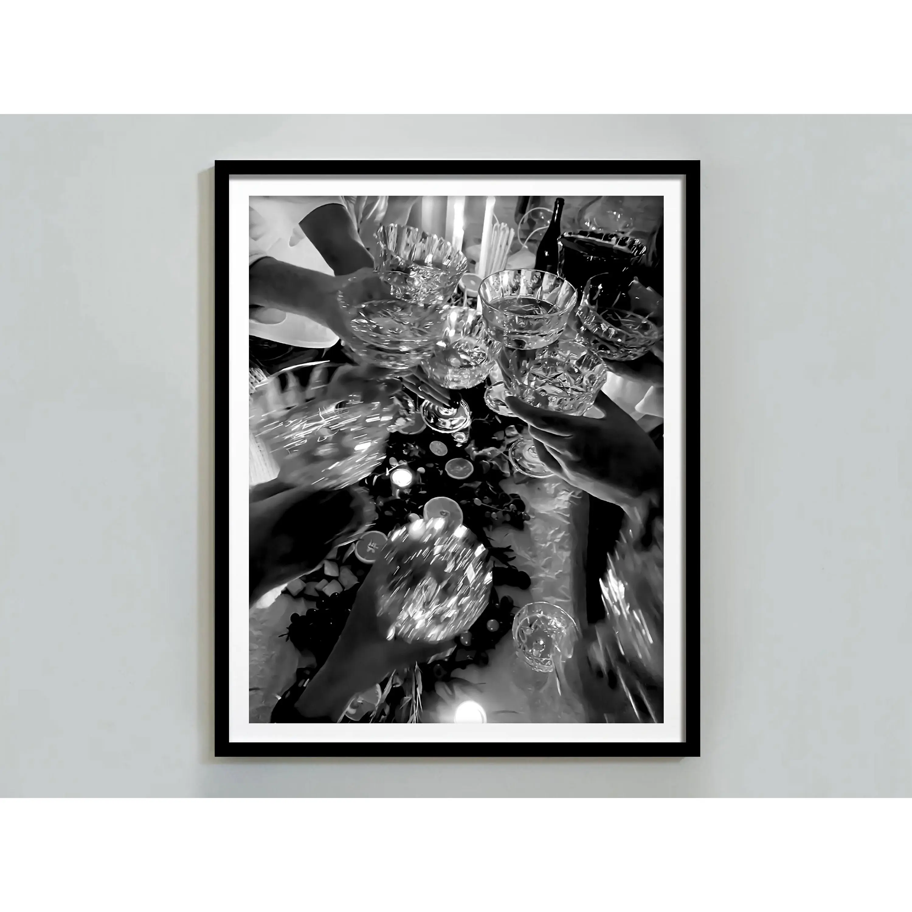 Cheers Print, Black and White, Champagne Poster, Vintage Bar Print, Cocktail Wall Art, Bar Cart Print, Alcohol Wall Decor