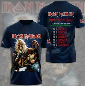Iron Maiden Run For Your Lives 2026 Tour 3D Apparel T-shirt, Unisex Streetwear Tee AOP All Over Print 3D Shirts for Men for Women