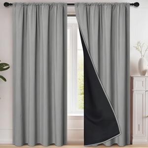 blackout curtains easy install, bedroom balcony home use thick triple layer, thermal insulated curtain, effective heat insulation noise reduction soundproofing