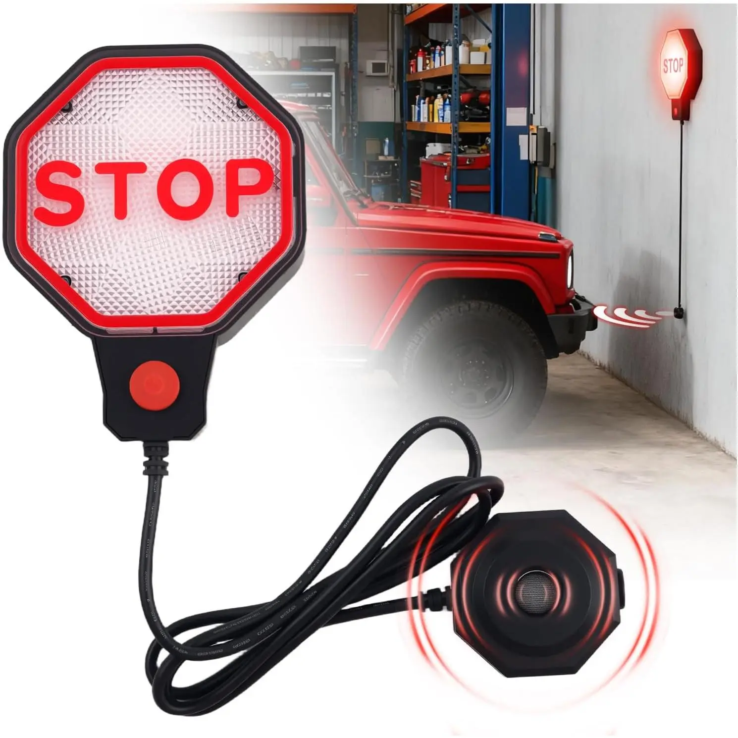 Adjustable LED Garage Parking Aid, Dual Power Garage Parking Sensor with LED Red/Yellow/Green Display, Portable Car Stop Indicator Parking Assist Car Accessories for Garages