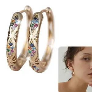 Elegant Colorful Mirco-Prved Imitation Zircon Diamond Shaped Earrings, Trendy Versatile Jewelry Perdect Gift for Girlfriend/Wife, Mother's Day, Daily & Wear