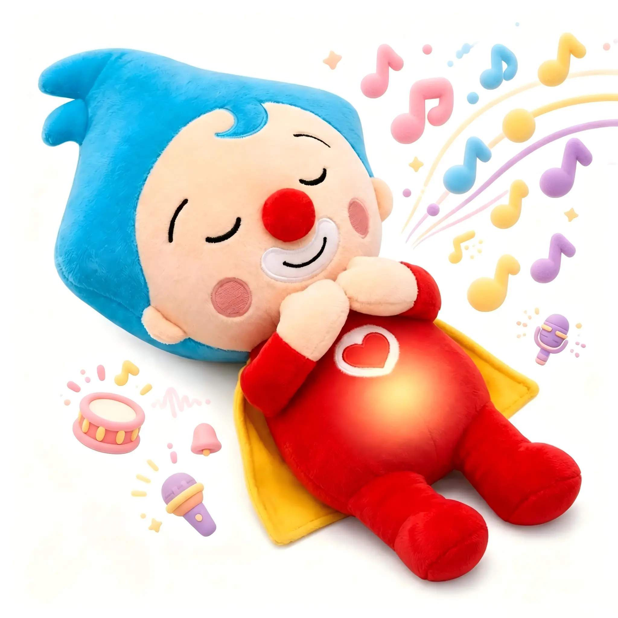 40cm Electric Rhythmic Breathing Plush Toy with Glowing Belly, Toddler Calming Sleep Soother Baby Shower & Birthday Gift