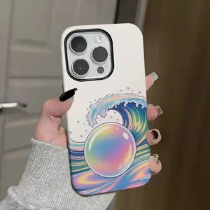Wave, sphere, holographic Soft And Hard Two-In-One Film Printed Full Pattern Case For IPhone 16 15 14 13 1211 Pro Max Plus Phone Case
