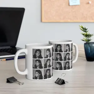 Michael Jackson BAD Era Photo-Grid Ceramic Mug, Retro Pop Icon Coffee Cup (11oz-15oz)