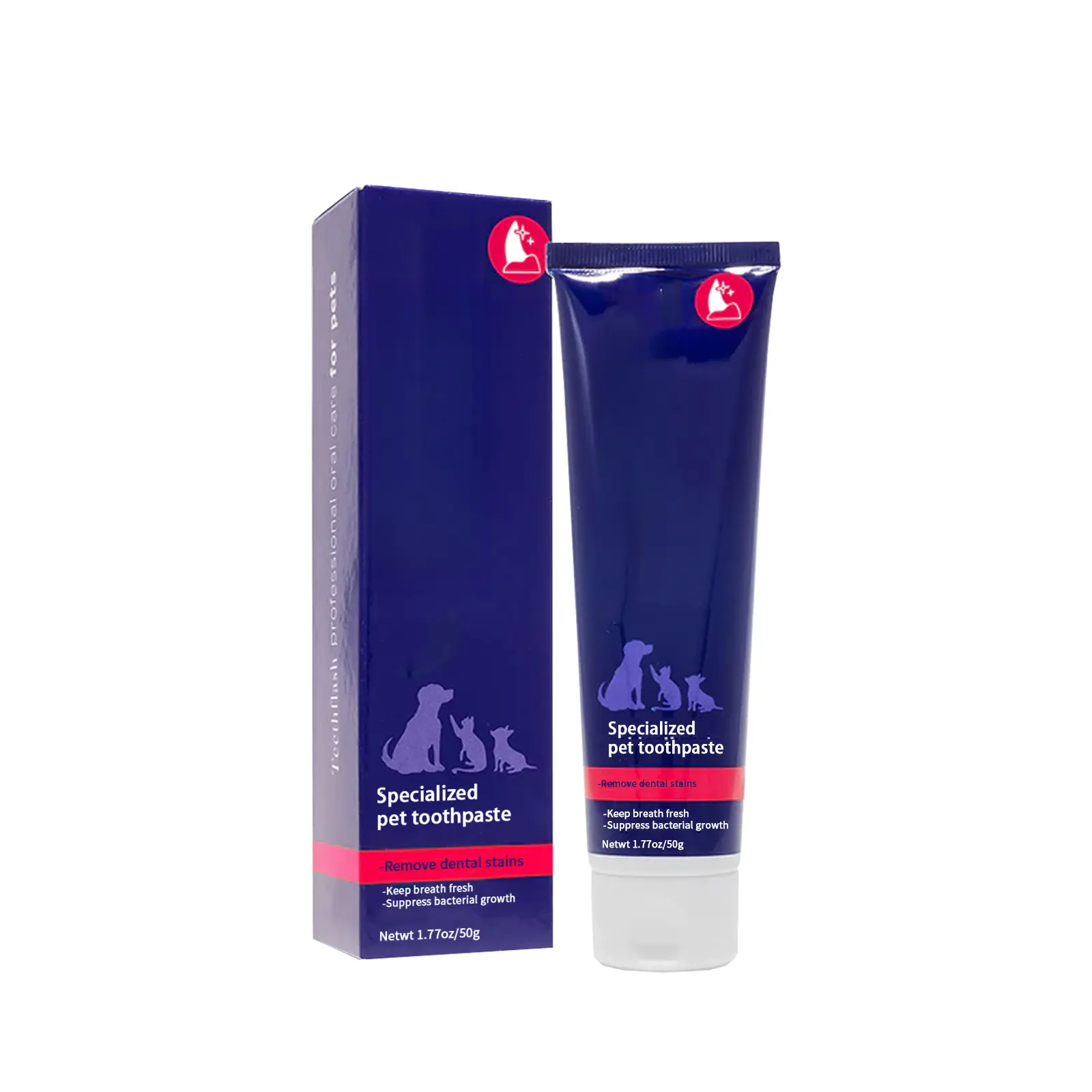 Dog & Cat Oral Care Gel Toothpaste, 50g Natural Formula with Mint Extract for Smelly Breath Freshness & Gum Health, Daily Dental Cleaning