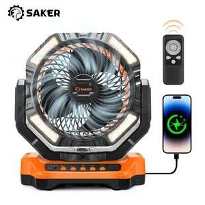 Saker Rechargeable Camping Fan with LED Lantern, 20000/40000mAh Battery Powered Tent Fan, 12H+ Long Runtime, Power Bank for Phone, Ultra-Quiet <36dB, Portable Fan for Camping, Travel & Emergencies