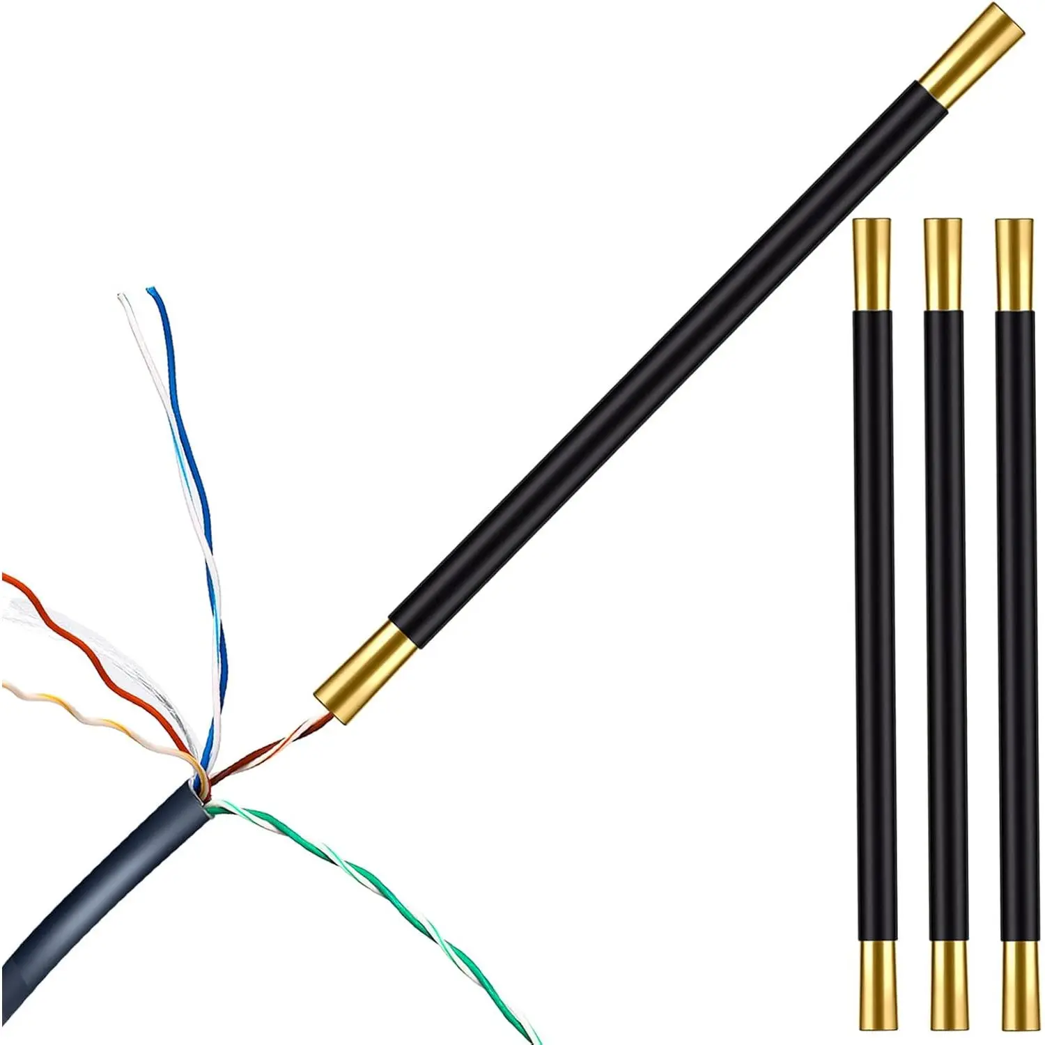 3 x Wire Untwisting Tool - Dual-Head Network Cable Looser with Non-Slip Design (12 cm/4.72 Inches, Black) for CAT5 CAT5e CAT6 CAT7 Twisted Cables and Telephone Wires