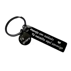 Memorial Day Drive Safe Stylish Keychain, Te necesito aqui conmigo Spanish Pendant for Him Her, I love you Gifts for Boyfriend Husband Birthday