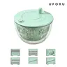 UFORU 5.3 Qt 3-in-1 Rotating Salad Spinner Set - Battery-Free Kitchen Utensils, Large Plastic Household Items with Washing Bowl, Strainer, 5-Blade Slicer, Egg Yolk Strainer, Salad Bowl, Citrus Juicer Lid, Cheese Prep Tool for Family Use,familyfun