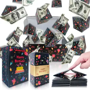 Happy Birthday Surprise Explosion Gift Box, Funny Pop Up Cash from Money Case for Women Men Surprise, DIY Novelty Luxury Folding Bouncing Money Boxes for Wife Girlfriend Mother Friends