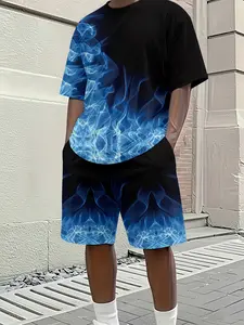 Men's 3D Digital Print Two-Piece Set, 2pcs Trendy Fashion, Streetwear Tracksuit Set, Retro Casual Style, Breathable Sportswear, Perfect Holiday Gift