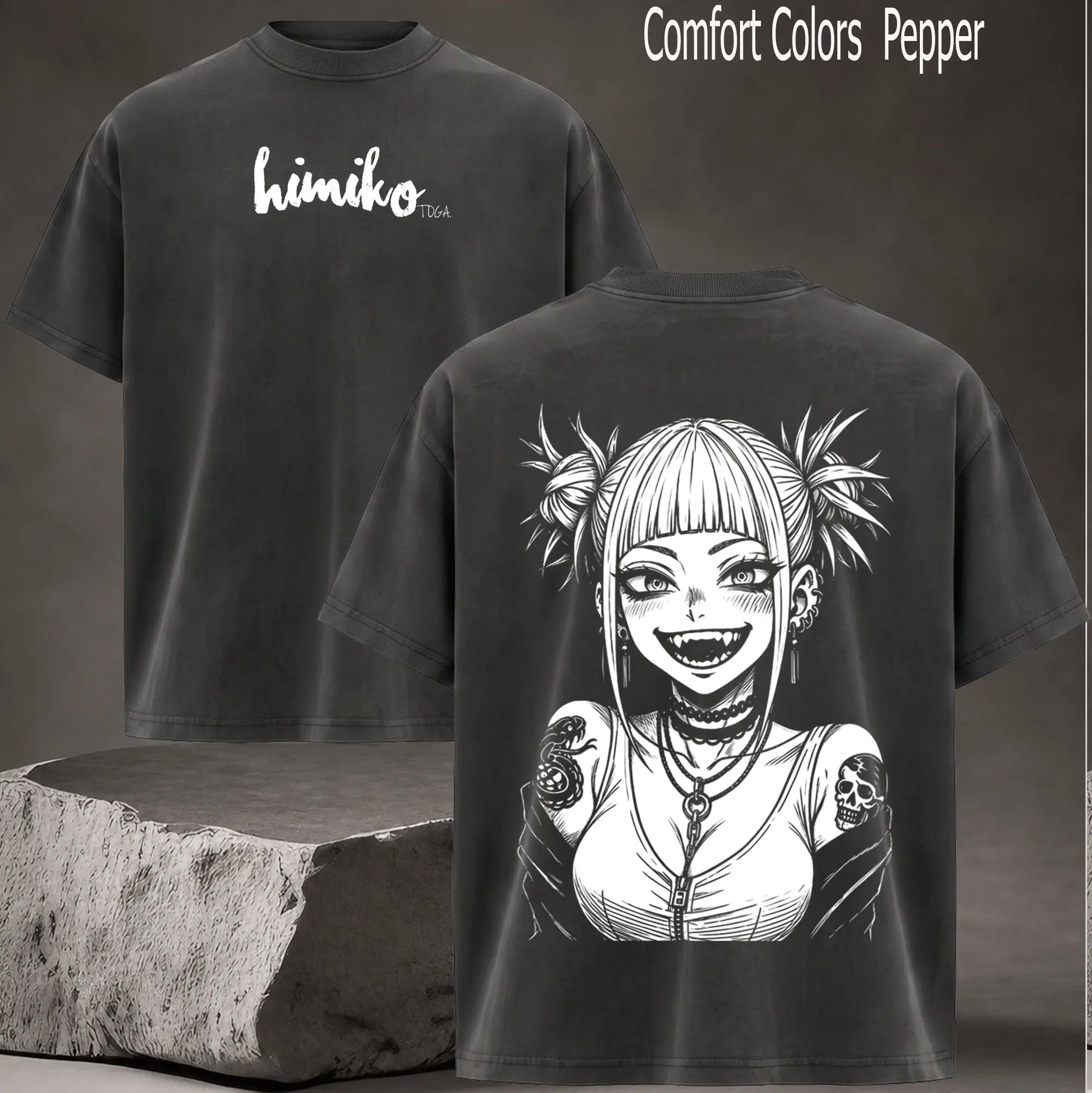Himiko Toga Vintage Washed T-Shirt My Hero Academia Anime Graphic Tee Oversized Streetwear Shirt Manga Fan Gift Unisex Anime Clothing