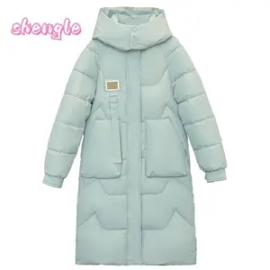 Hooded Long Puffer Coat Women Long Ladies Quilted Outerwear Jacket Big Pocket, Water Repellent Winter Warm Long Sleeve Tops Coat used with raincoat