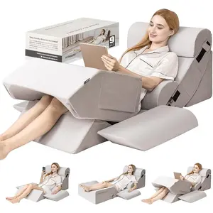 9PCS Orthopedic Bed Wedge Pillow Set for After Surgery Recovery, Body Positioners for Back and Leg Pain Relief, Adjustable Memory Foam Comfort for Sitting up in Bed, Ideal for Adult Acid Reflux & GERD