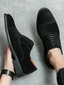 Men's Business Style Solid Color Lace Up Dress Shoes, Fashionable Classic Pointed Toe Shoes for Work Office, Male All-match Commuter Shoes for Daily Wear, Boy, Closed