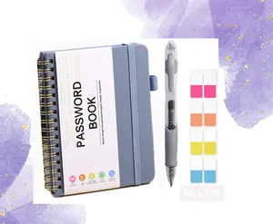 A6 Mini Password Manager Set - Includes 1 password notebook, 1 ballpoint pen, and 4-color index tabs. Perfect for securely logging internet and computer credentials, including usernames, home, and office passwords.