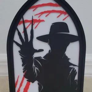 Freddy Krueger Light Box with Red Scratch Design and eerie Silhouette