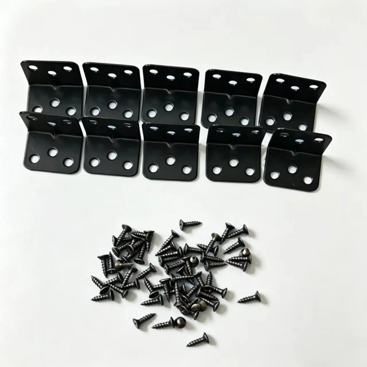 Heavy-Duty Sturdy L-Shaped Corner Bracket Set, 10pcs Industrial Hardware with 40 Hex Cap Screws & Height Adjustable Design, Easy Assembly Multi-Purpose Use Wall Mounting Screws