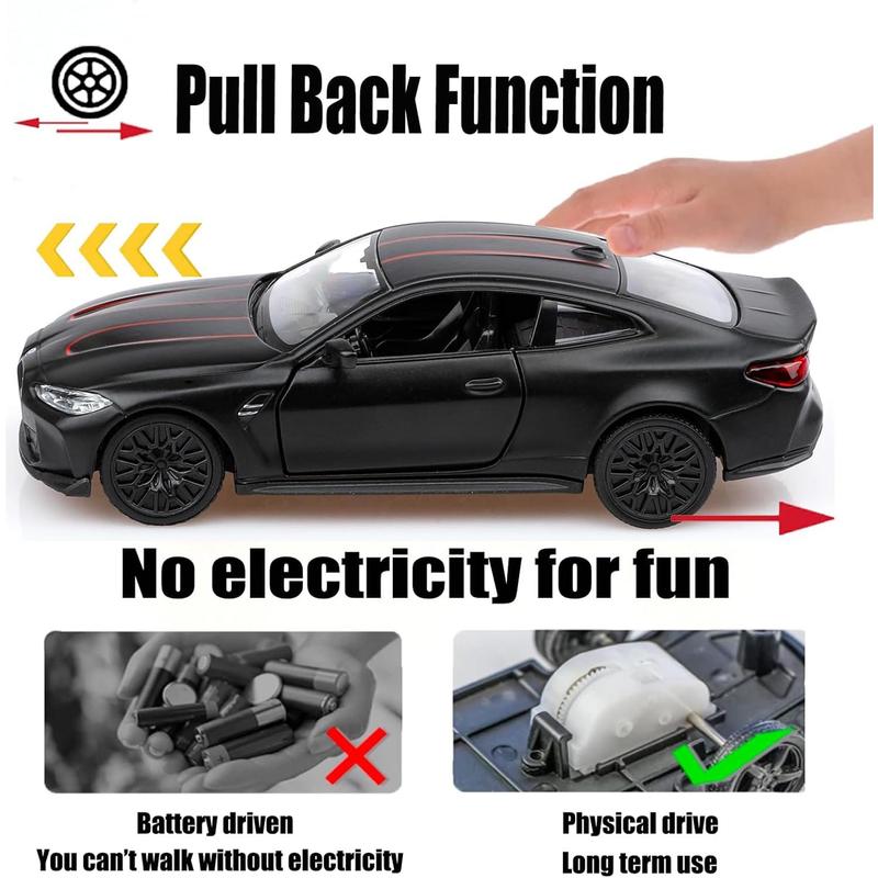 1/36 Scale BMW M4 Diecast Model Cars,Pull Back Vehicles BMW Toy Cars,Cars Gifts for Boys Girls(Black)