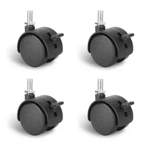 4 Pack 1.5 Inch Swivel Stem Caster Wheels Replacement Casters 1.5'' Furniture Wheel with Locking Brake Metric Threaded Stem M8 Wheels for Table Drawer Plant Shelf Metal Rack Laundry Basket