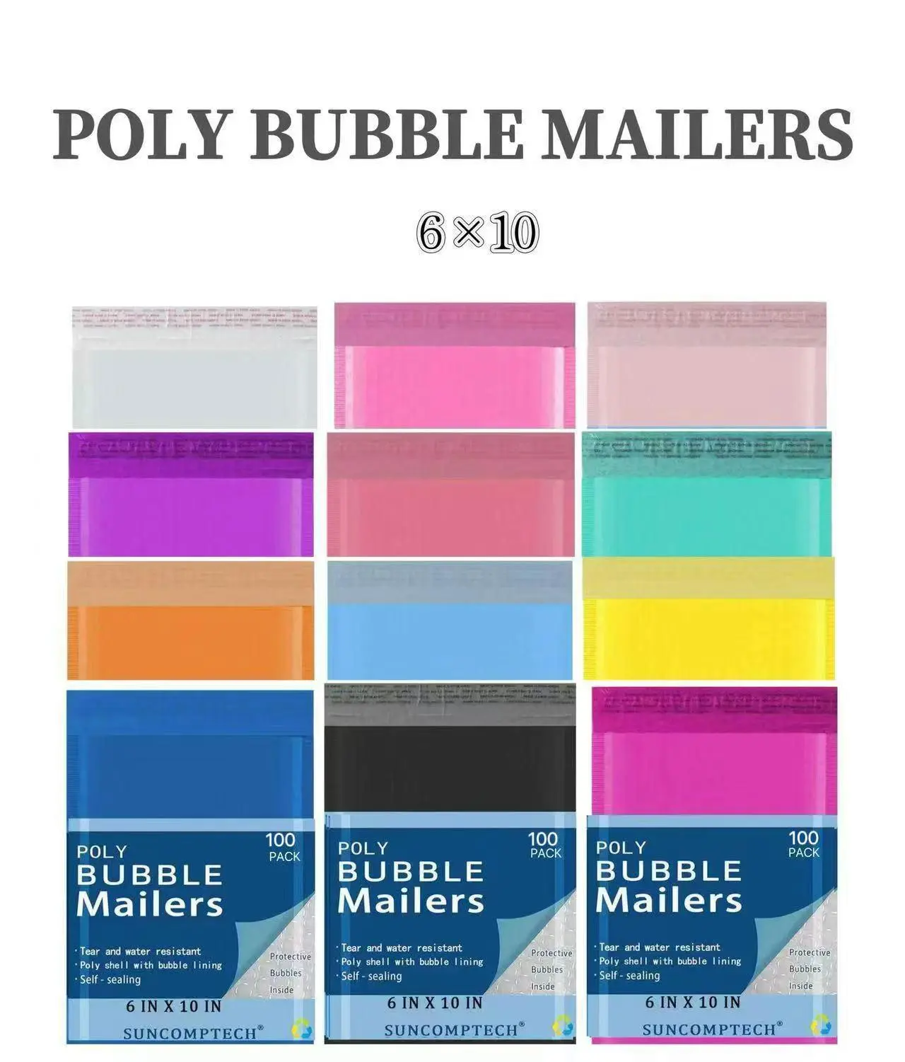 #0 Poly Bubble Mailers,6 x 10 inch, 100 Count, Self Seal Waterproof Mailing Envelopes, Padded Shipping Envelopes, Usable 6 * 9 inch, 100 pcs