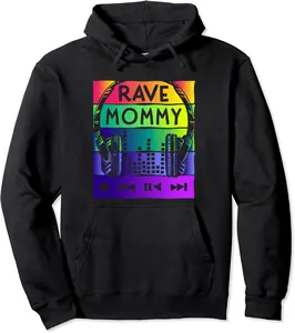 Rave Mommy-EDM Festival Raver Mom Mothers Groovy Cool Pullover Hoodie - Gabriellef Shop 91B0CJZ5VH5P