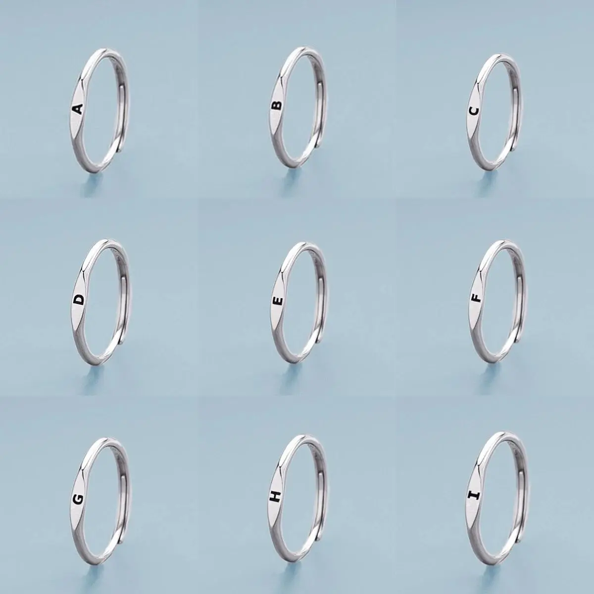 Minimalist Tiny Initial Letter Rings For Women Silver Color A-Z 26 Letter Adjustable Finger Ring Birthday Party Jewelry Gifts